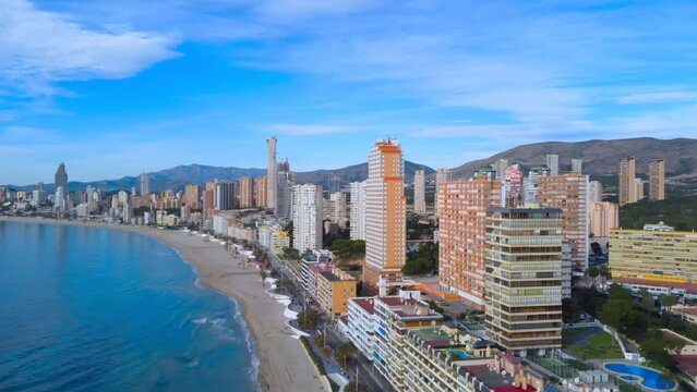 Benidorm City drone point of view, Alicante province, Spain.