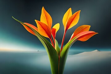 red and yellow tulips generative in ai technology