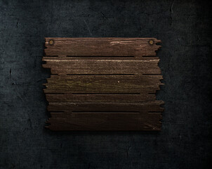 3D render of a old wood sign on a grunge stone texture background