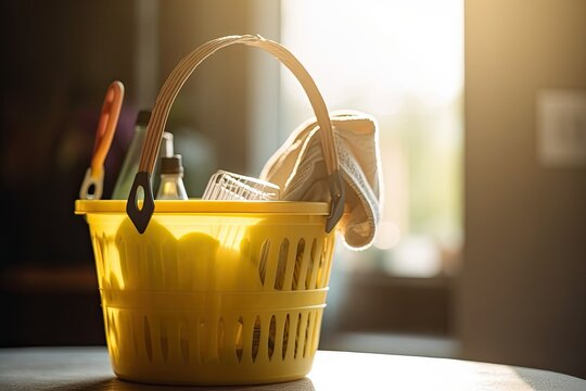 Keep Your Space Spick and Span. Get Your Hands on Our Cleaning Bucket or Basket. generative ai