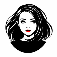 Beauty salon logo. Woman with short hair. Woman's face on a white background. Vector illustration.