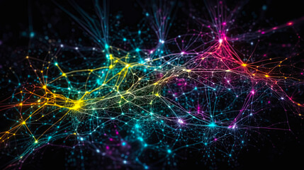 Fototapeta na wymiar Neural connections visualization,idea for wallpaper or banner about cognitive recovery, AI generated