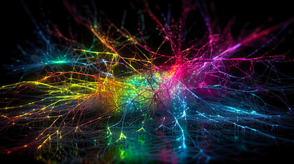 Neural network banner background wallpaper, AI generated, idea for background or banner