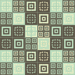 Brown blue and cream squares inside squares cube pattern background wallpaper