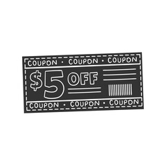 Coupon Sale Icon Silhouette Illustration. Paper Ticket Vector Graphic Pictogram Symbol Clip Art. Doodle Sketch Black Sign.