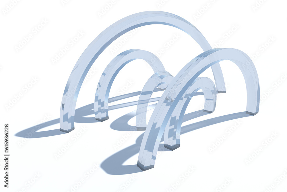 Poster abstract glass architecture. 3d rendering on the white background