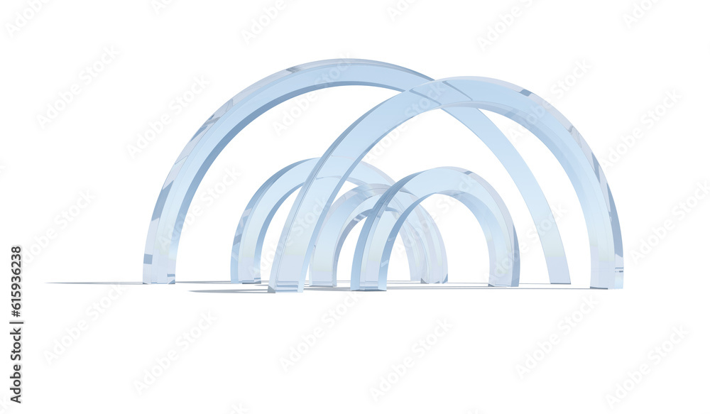 Poster abstract glass architecture. 3d rendering on the white background