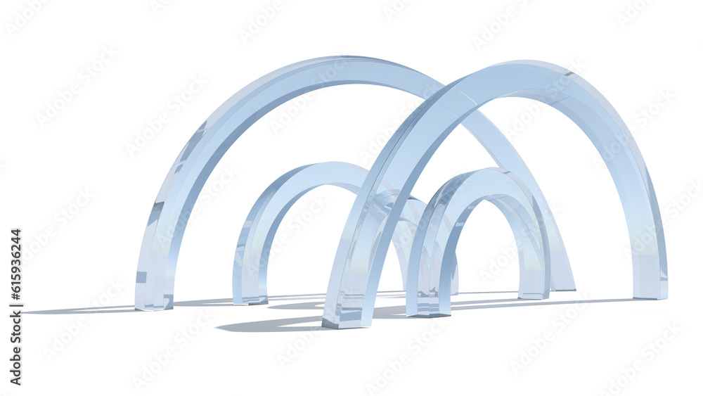 Poster abstract glass architecture. 3d rendering on the white background