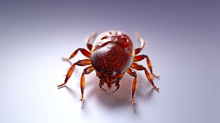 Illustration of a realistic tick isolated. Beetle mite isolated. 3d illustration of a tick closeup. Dangerous beetle parasite mite. Generative ai.