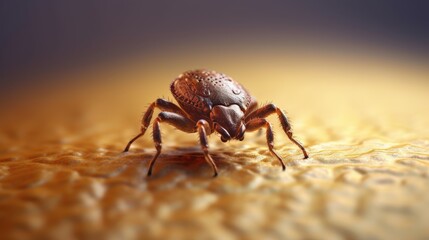Illustration of a realistic tick isolated. Beetle mite isolated. 3d illustration of a tick closeup. Dangerous beetle parasite mite. Generative ai.