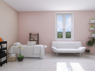 Massage room interior 3d render, 3d illustration