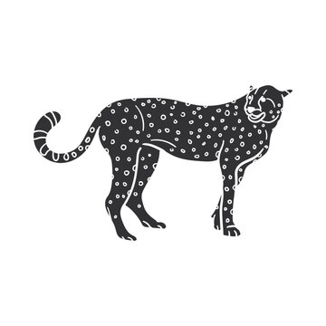 Cheetah Icon Silhouette Illustration. African Animals Vector Graphic Pictogram Symbol Clip Art. Doodle Sketch Black Sign.
