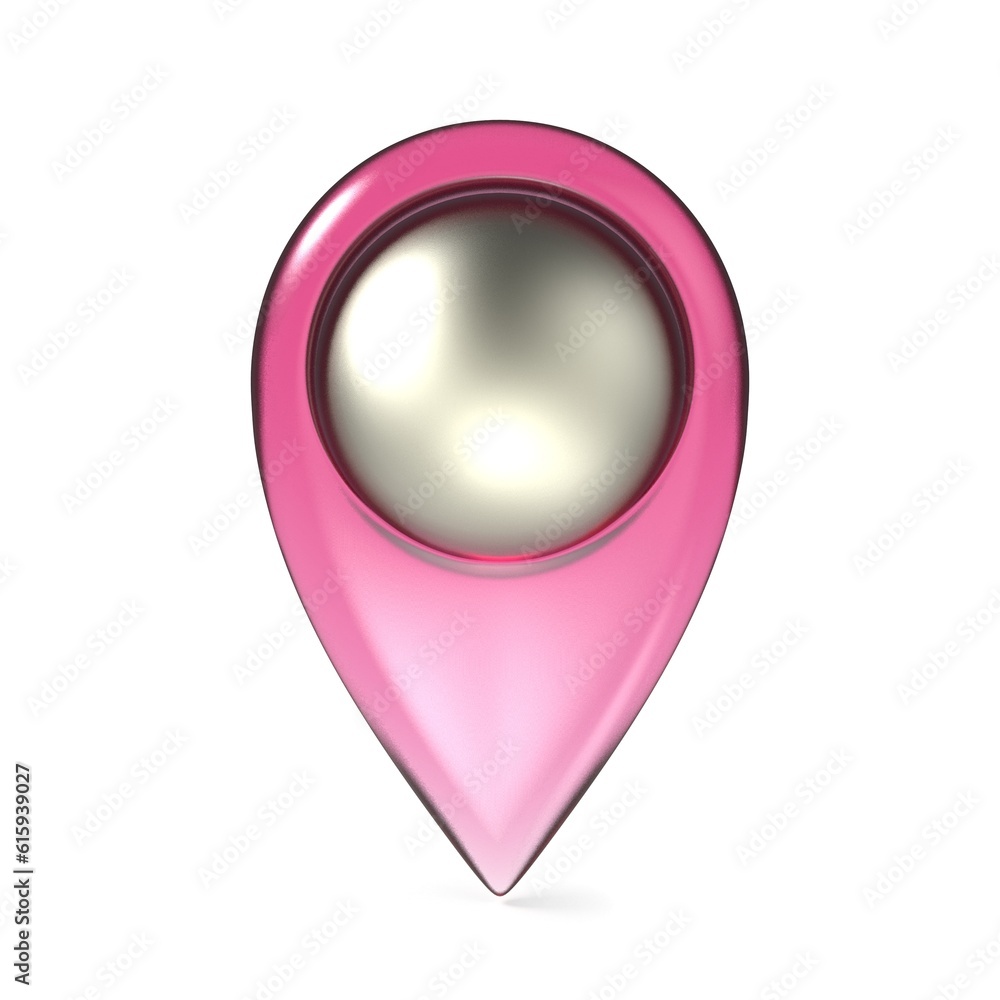 Poster pink map pointer 3d render illustration isolated on white background
