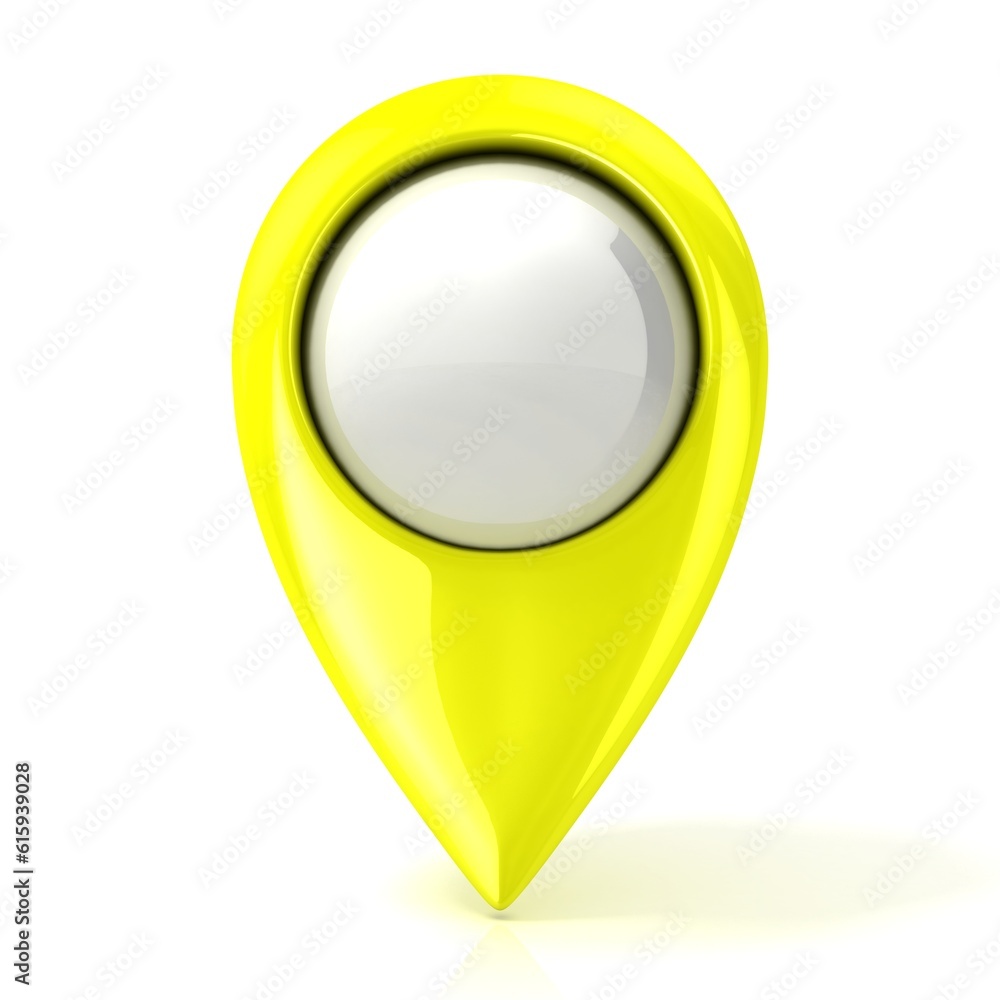 Poster map pointer. yellow. isolated on white