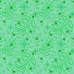 Winter floral seamless snowflakes and branches and berries pattern for Christmas gift box and wrapping paper