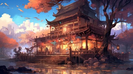 Obraz premium Anime Game Art Style Background Wallpaper