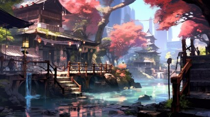 Anime Game Art Style Background Wallpaper