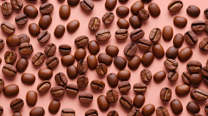 Obraz premium Flat lay of coffee beans. IA generative.