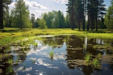 Fototapeta na wymiar landscape with countryside pond