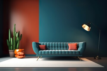 Modern interior design with sofa and empty