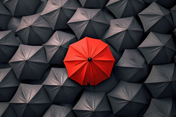 Umbrella Being unique and different concept standing out in the crowd.