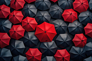 Umbrella Being unique and different concept standing out in the crowd.