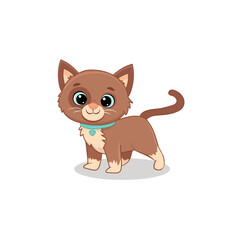 cartoon cat on a white background. Cute kitten in cartoon style. Illustration for postcard, banner, web, design, arts. Vector