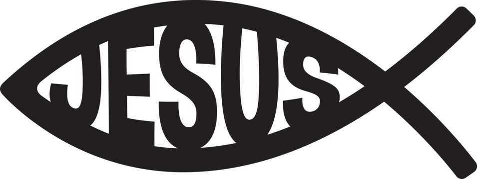 Ichthys Jesus fish, a Christian symbol icon.