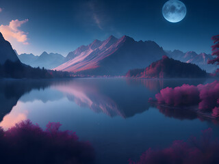 moon over lake