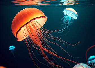 Colorful Jellyfish underwater
