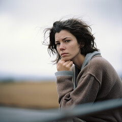 Fototapeta premium depressed woman ai generated