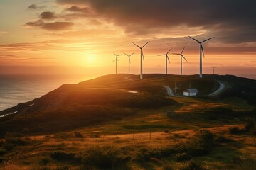 A picturesque snapshot of windmills in a vast open field, depicting the blend of nature and clean energy technology