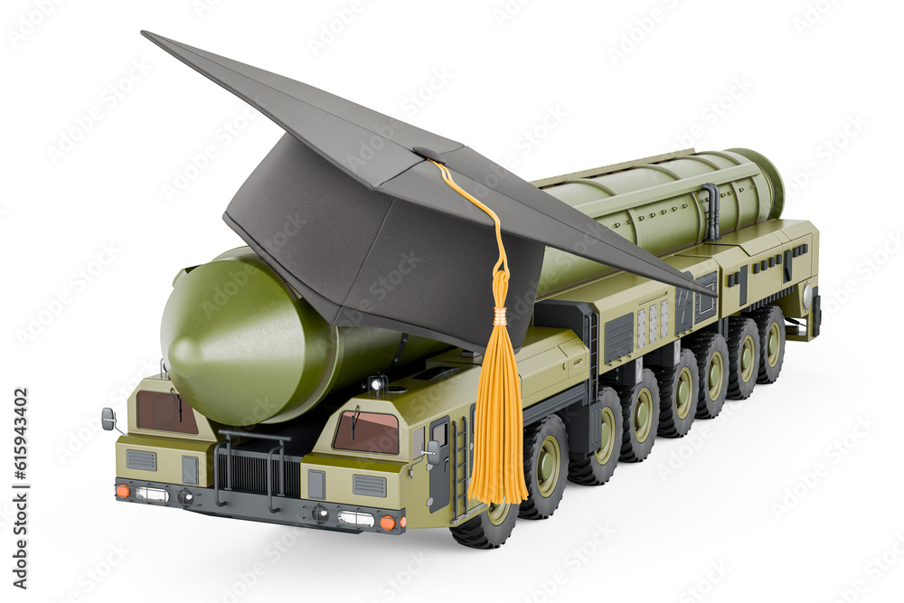 Aufkleber scud missile, mobile short-range ballistic missile system with education hat. 3d rendering