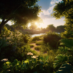 Fototapeta premium nature in summer ai generated