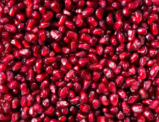 Close up of pomegranate seeds. Background, top view