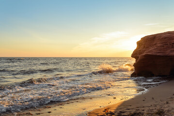Ocean coast at the sunrise (Thunder Cove, Prince Edward Island, Canada)