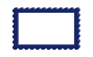3d blue empty stamp, retro photo frame vector illustration. Vintage blue frame on white background. Border design to use in photo mockup, email, newsletter business communication projects.
