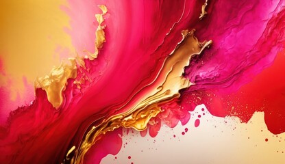Abstract watercolor paint background color red and gold with liquid fluid texture for graphic design Illustrations