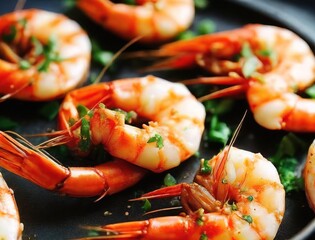 fresh shrimps on plate 