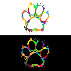 Illustration of a colorful paw as a symbol of a pet