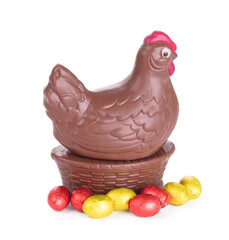 Chocolate easter chicken - Isolated on white background