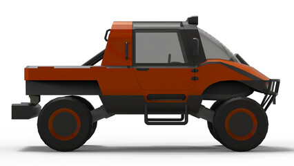 Special all-terrain vehicle for difficult terrain and difficult road and weather conditions. 3d rendering