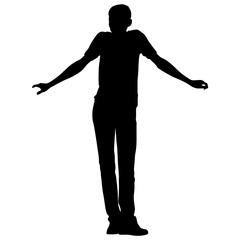 Silhouette of People Standing on White Background.