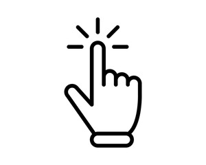 Obraz premium Vector cursor hand icon. Pointing hand illustration. Pointer cursor computer mouse icon. Click clicking cursor. Stroke black icon.