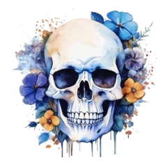 Papier Peint photo Crâne aquarelle funny skull in watercolor design islolated against transparent background