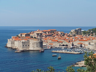 Fototapeta na wymiar Dubrovnik medieval city and harbor in summer, Croatia