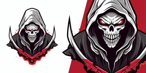 Intense God of Death Logo: Captivating Illustration Vector Graphic for Sport and E-Sport Teams