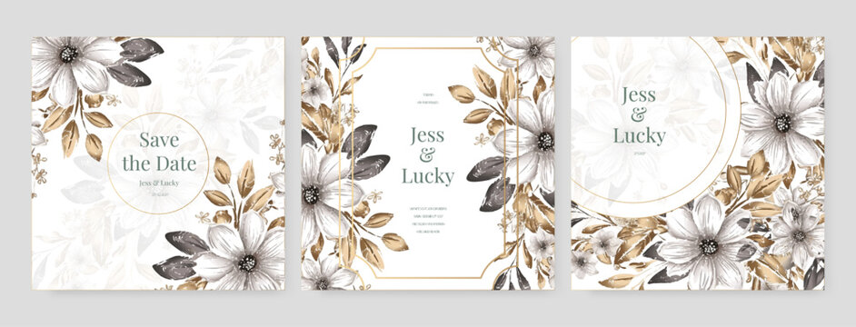 colorful colourful floral flower vector elegant hand drawing wedding invitation floral design watercolor