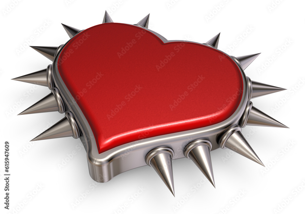 Poster heart symbol with prickles on white background - 3d rendering