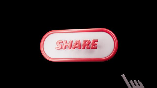 3d red share button on black and green screen